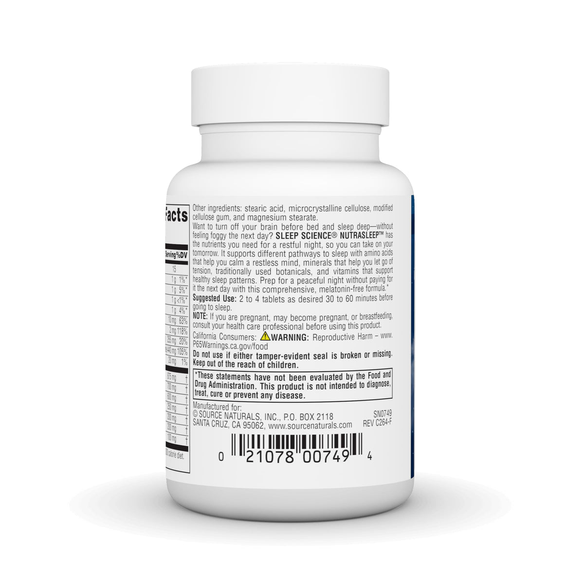NutraSleep Source Naturals sur une table en bois
