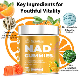 NUTRATASTE Gummies NAD⁺ orange à l'intérieur de la bouteille