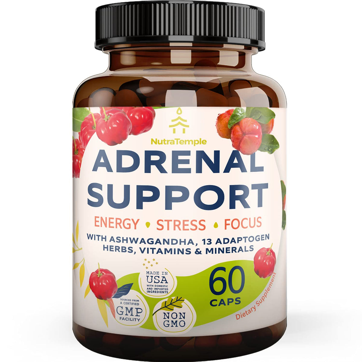 NUTRATEMPLE Complément Alimentaire Soutien Surrénalien 60 Capsules vue de face