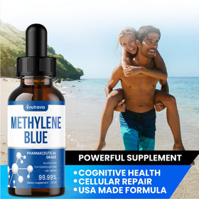 Nutravia Methylene Blue 60ml bouteille sur fond blanc