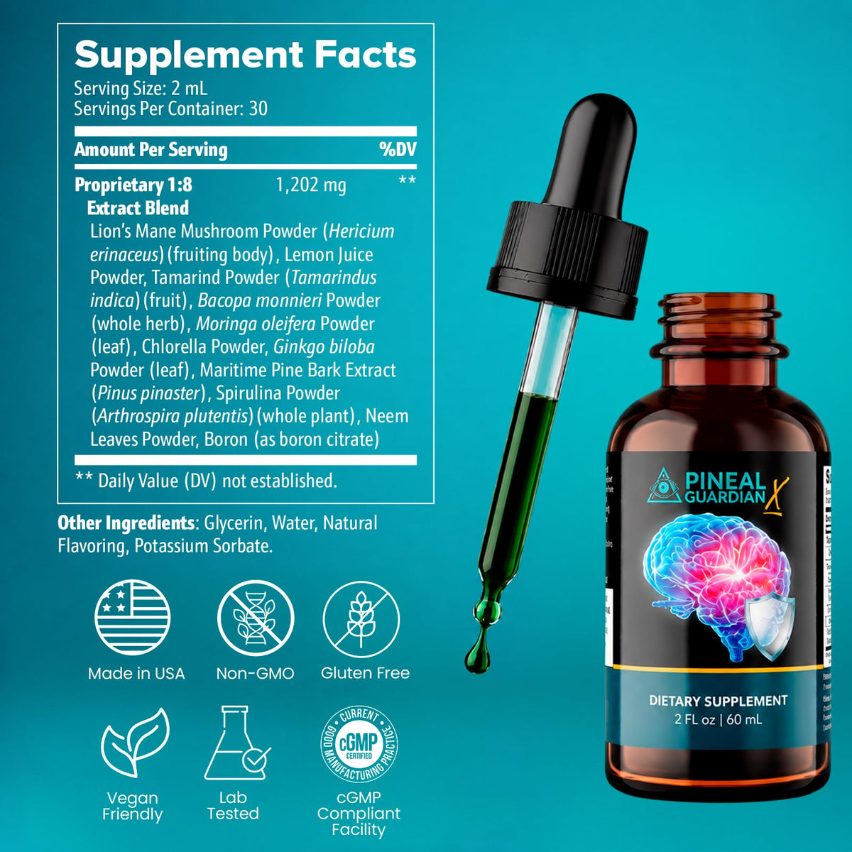 Nutraville Guardian Pineal X à côté d'un livre et d'une tasse de thé