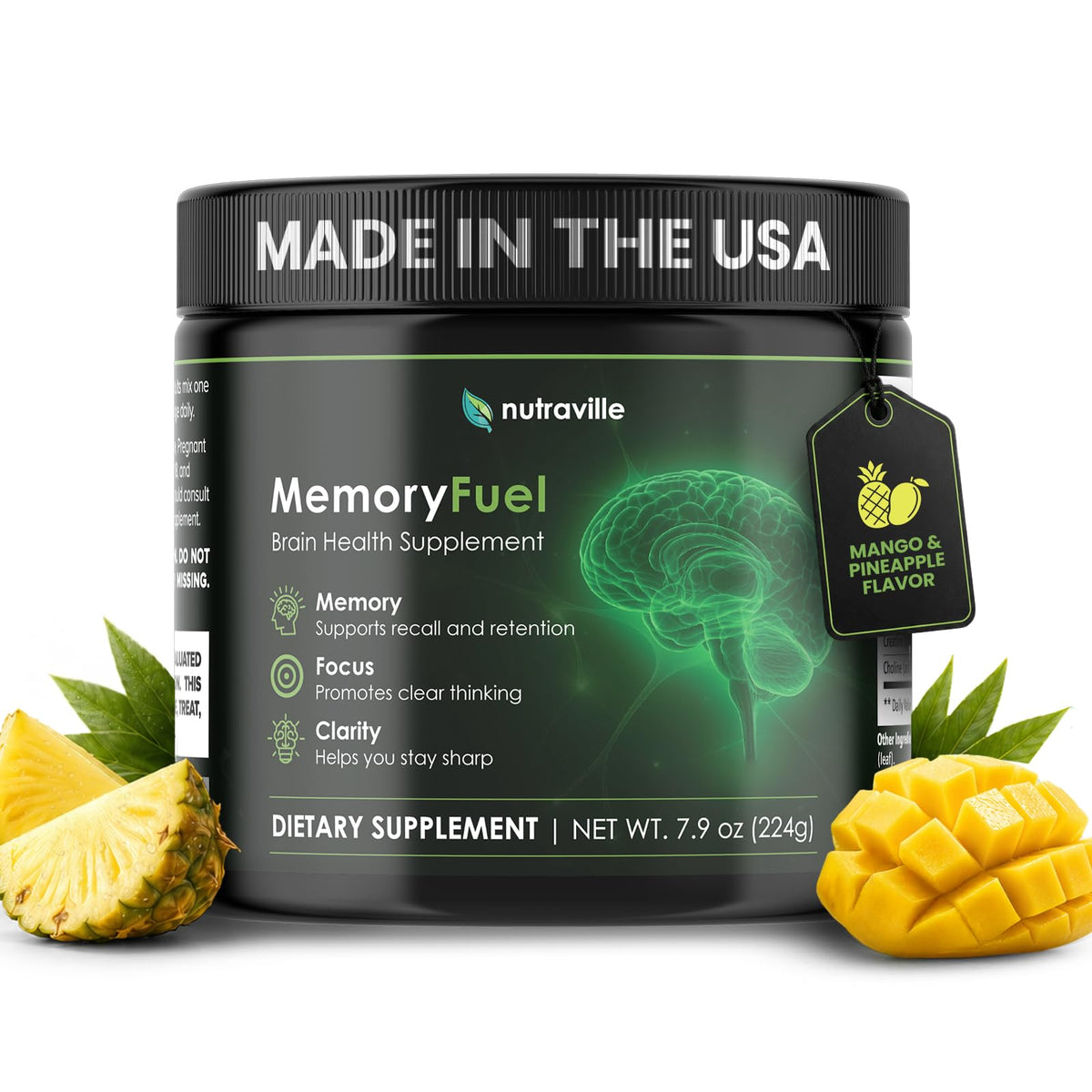 Nutraville MemoryFuel Poudre de Créatine Monohydrate 290g vue de face