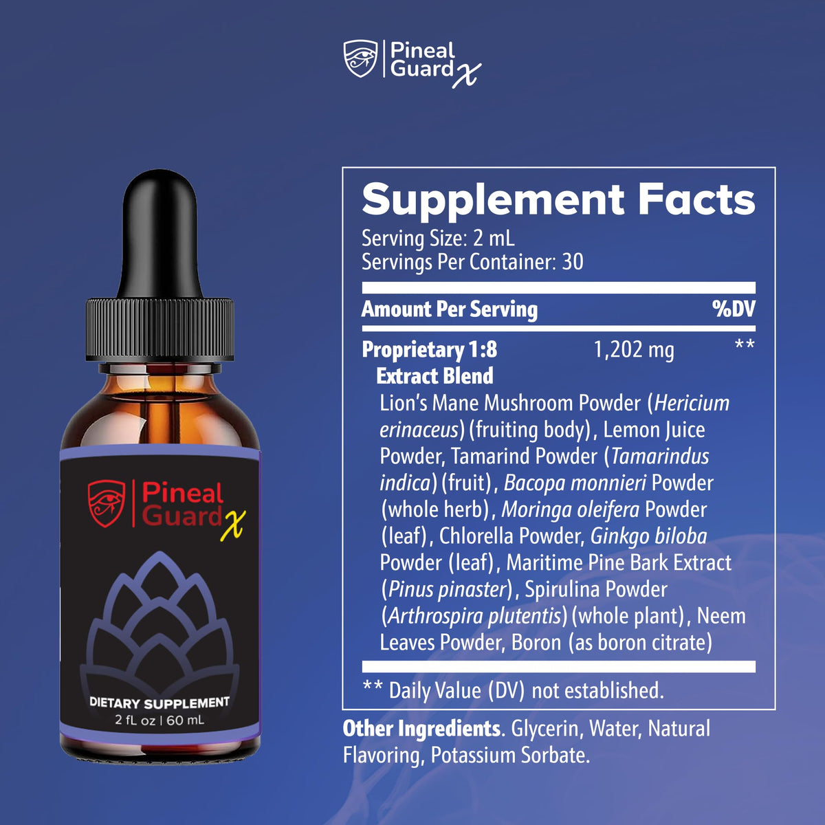 Nutraville Pineal Guard X gouttes avec étiquette et dosage