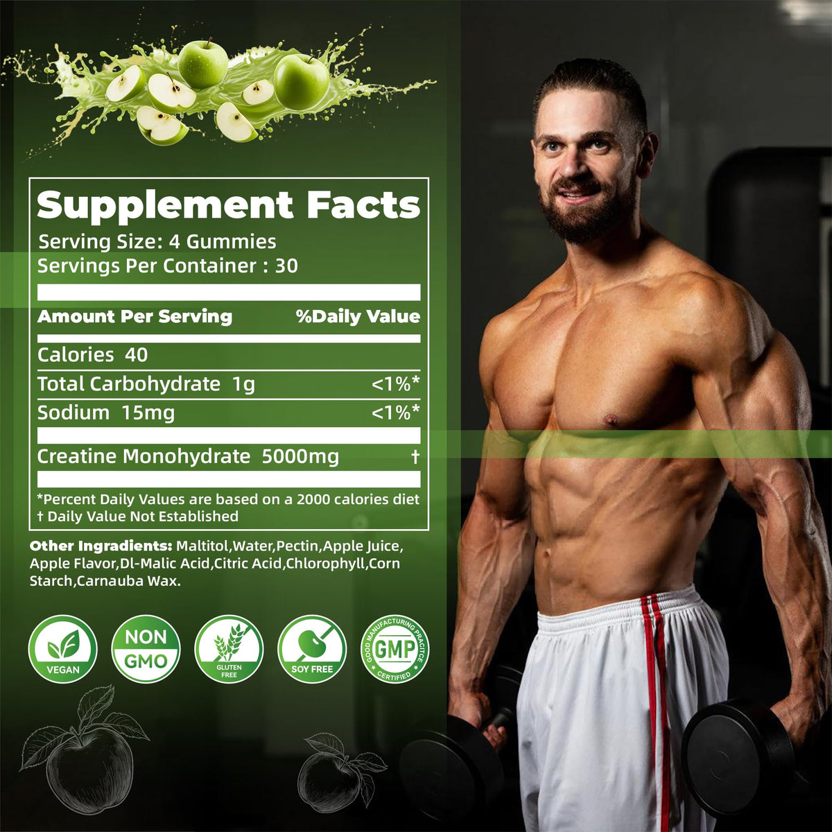 Nutravita Gummy de Créatine Monohydrate avec un fond naturel