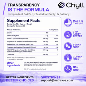 NutraVōs Chyll ingrédients principaux sur l'étiquette