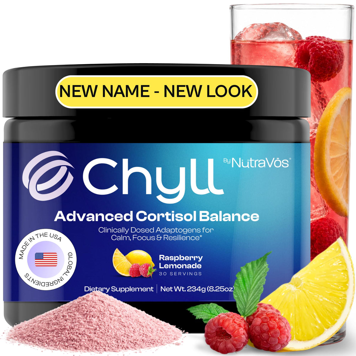 NutraVōs Chyll mélange à boisson soutien cortisol emballage avant
