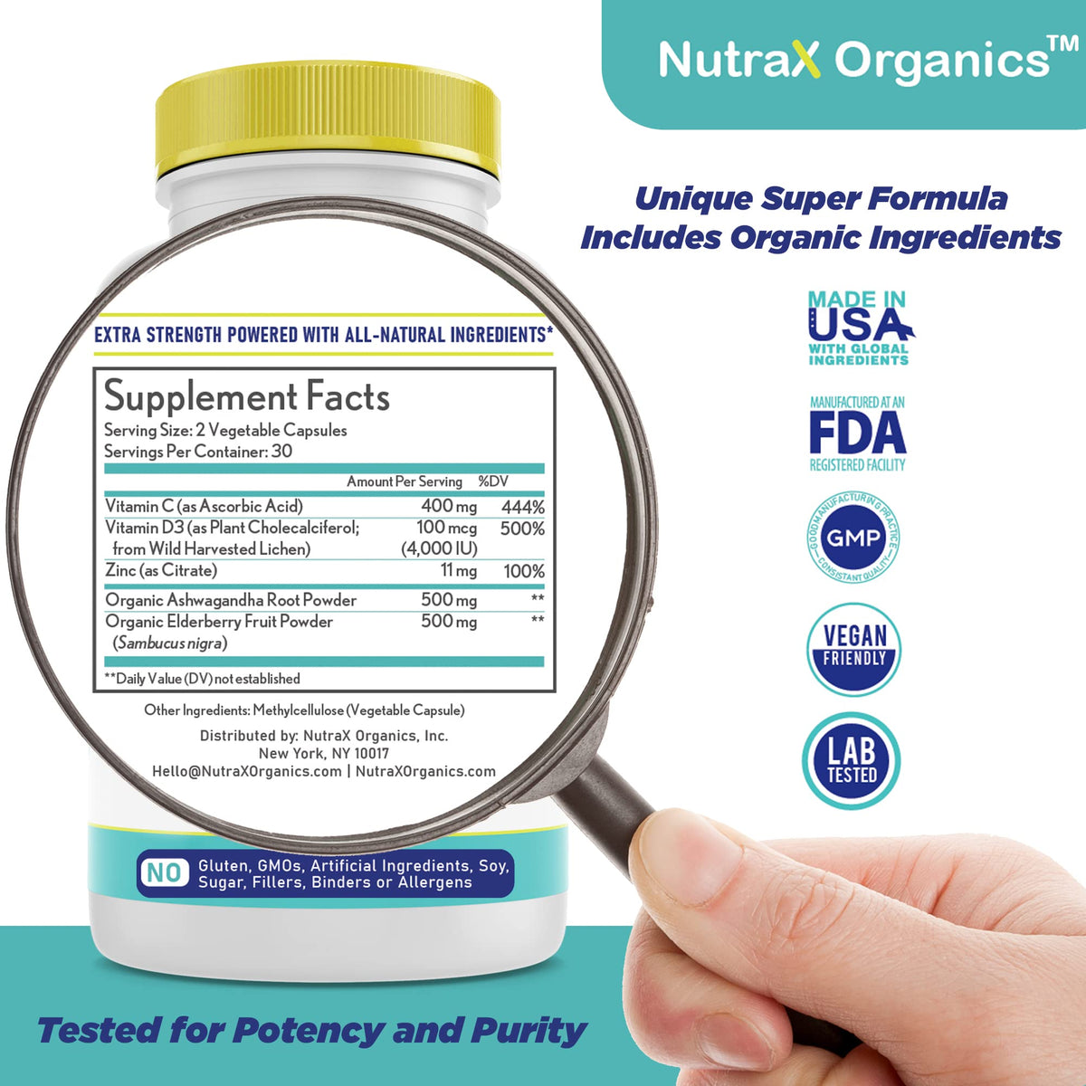 NutraX Organics Complément Alimentaire 60 Capsules Végétales emballage