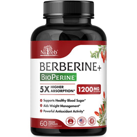 Nutreb Complément Alimentaire Berbérine 1200mg 60 Capsules Végétales vue de face