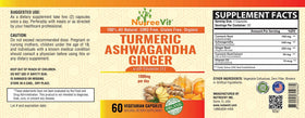 NutreeVit Ashwagandha Curcuma Gingembre 60 Capsules - capsules sur une table