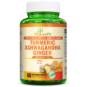 NutreeVit Ashwagandha Curcuma Gingembre 60 Capsules - vue de face