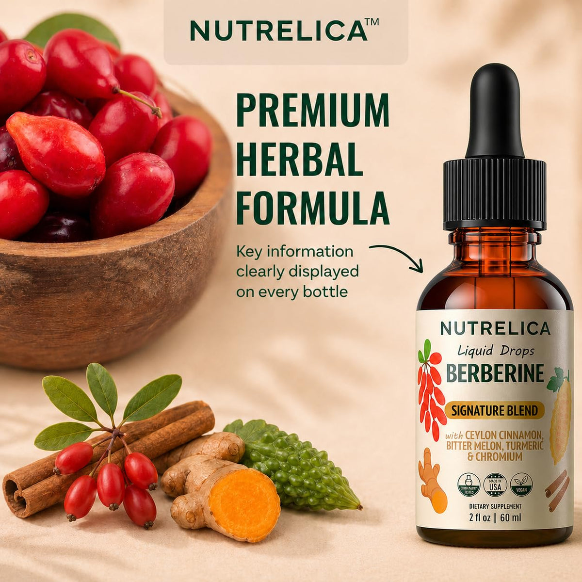 NUTRELICA Complexe de Berbérine 1200mg bouteille et boîte