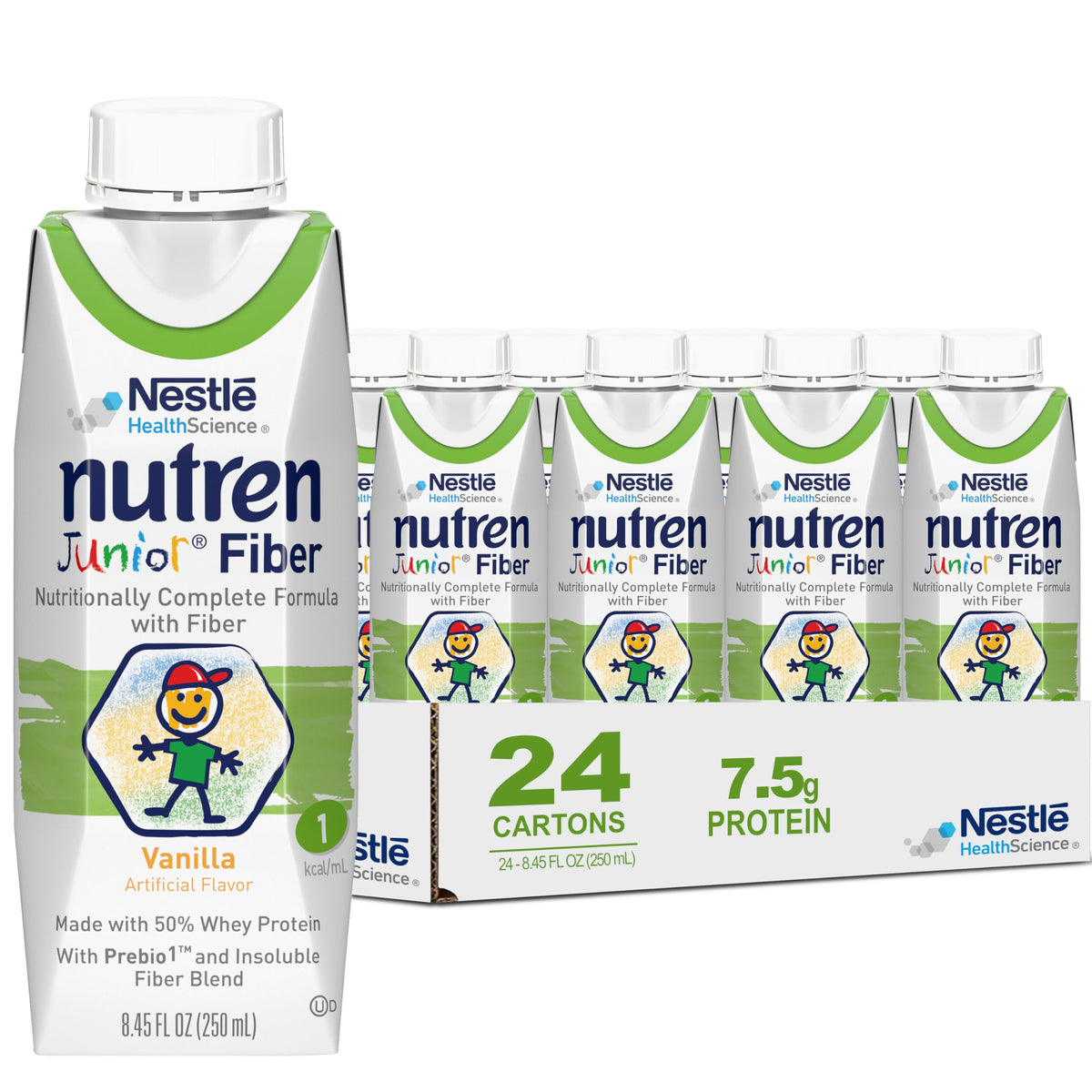 Nutren Junior Fiber sachets vanille, 24 unités, emballage avant