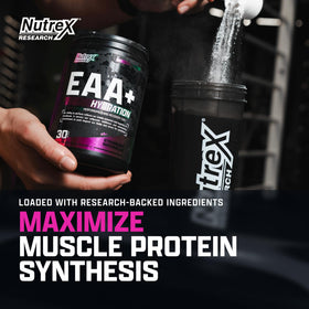 Nutrex EAA Hydration poudre avec dosette à côté