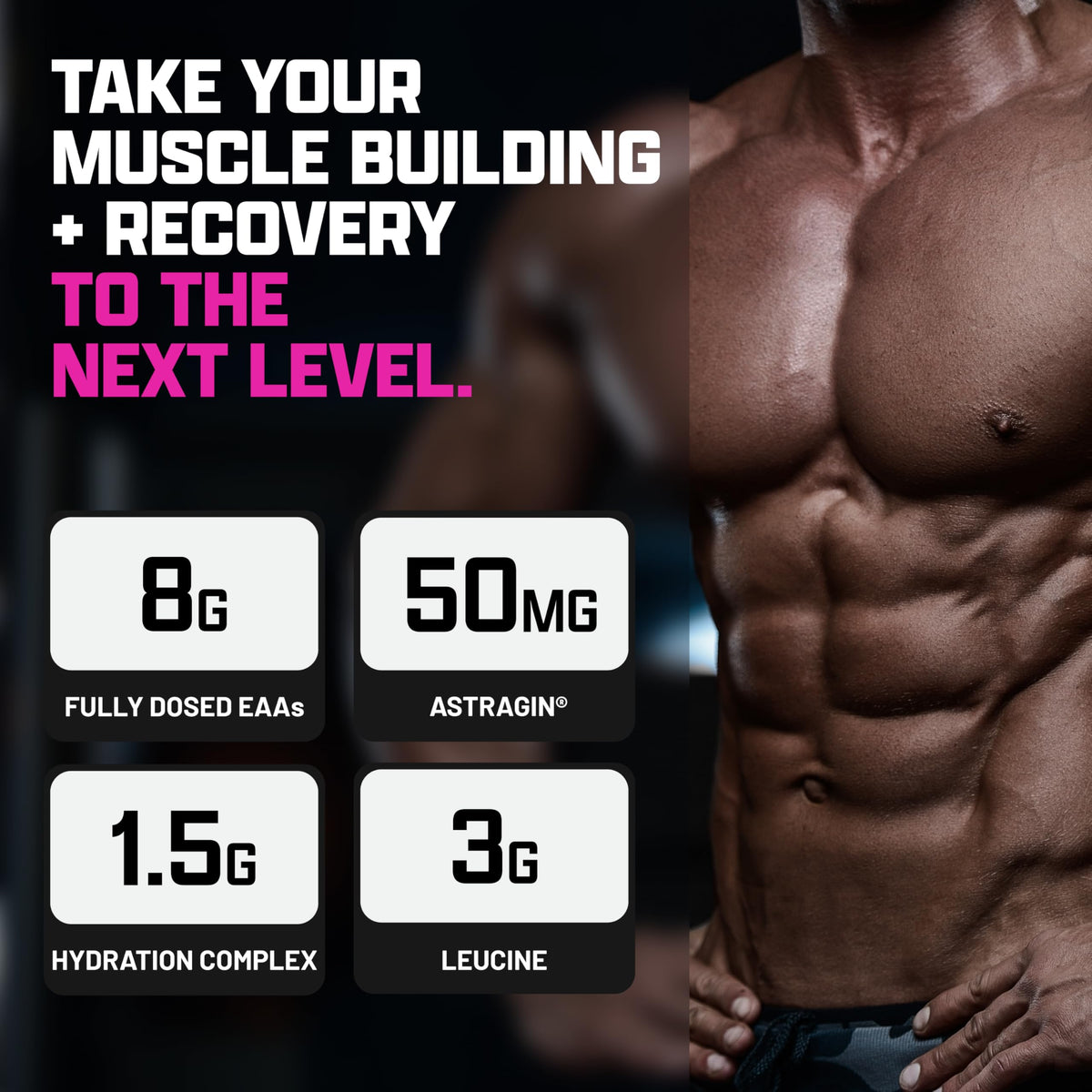 Nutrex EAA Hydration poudre dans un verre avec eau