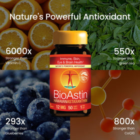 Nutrex Hawaii BioAstin Astaxanthin 12mg 50 gélules, gélule en gros plan