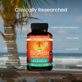 Nutrex Hawaii BioAstin Astaxanthin 12mg - gummies sur une table
