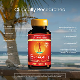 Nutrex Hawaii BioAstin Astaxanthine 12mg, gélules souples sur fond blanc