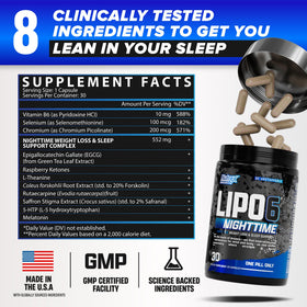 Nutrex Lipo 6 Black Nighttime capsules avec étiquette visible