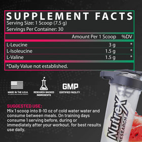 Nutrex Research BCAA Powder 6000 Acides Aminés 222g - préparation dans un verre