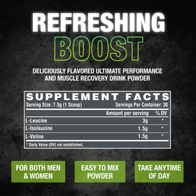 Nutrex Research BCAA Powder 6000 Pomme Verte 322g étiquette