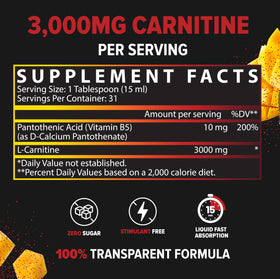 Nutrex Research Carnitine Liquide 3000mg 500ml étiquette