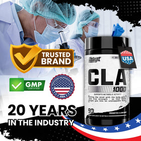 Nutrex Research CLA 1000 mg gélules sur une table