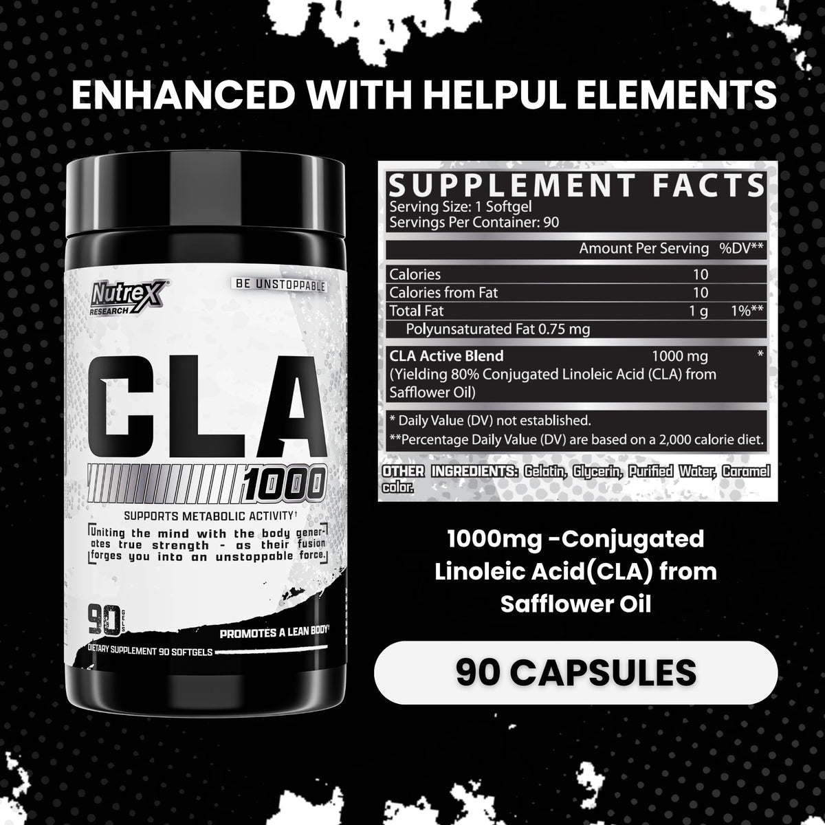 Nutrex Research CLA 1000 mg gélules vue de côté