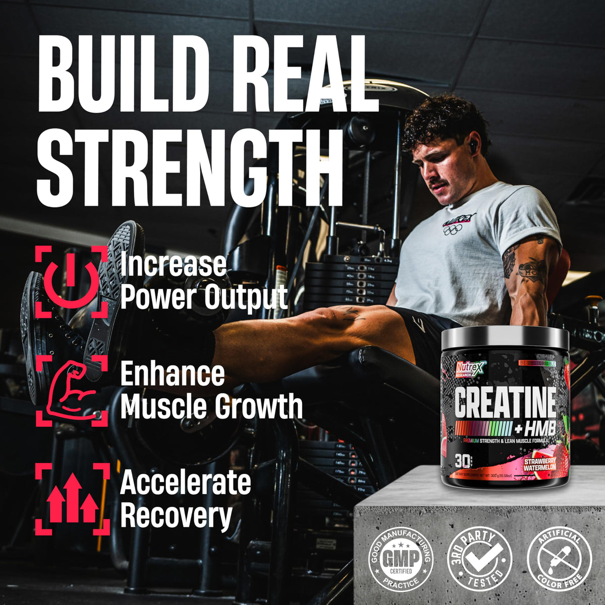 Nutrex Research Creatine HMB Poudre 390g - étiquette et dosage