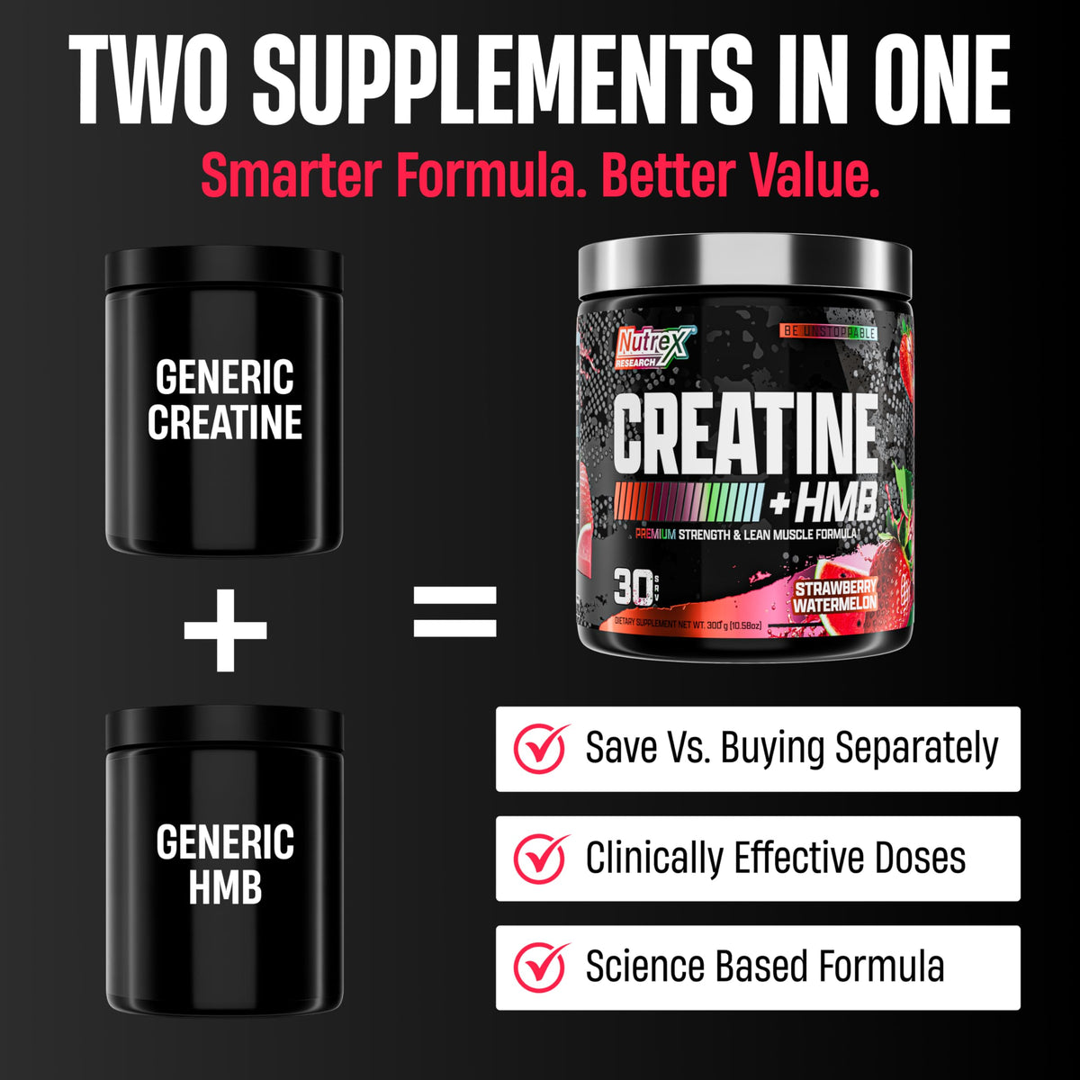 Nutrex Research Creatine HMB Poudre 390g - vue de côté