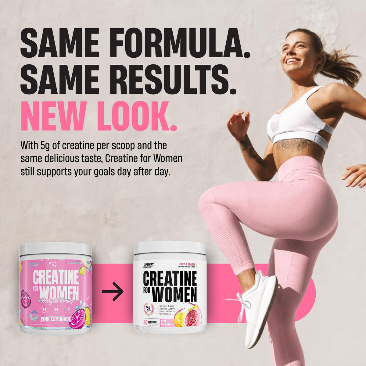 Nutrex Research Créatine pour Femmes 5g Pêche Mangue mélange dans un verre