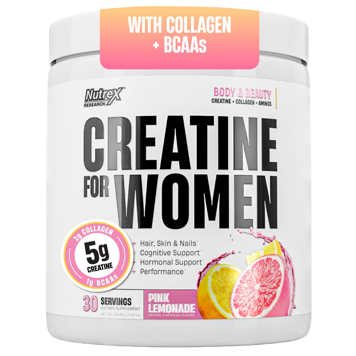Nutrex Research Créatine pour Femmes 5g Pêche Mangue vue de face