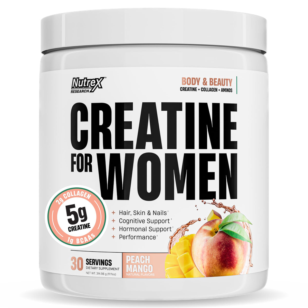 Nutrex Research Créatine pour Femmes Pêche Mangue 390g vue avant