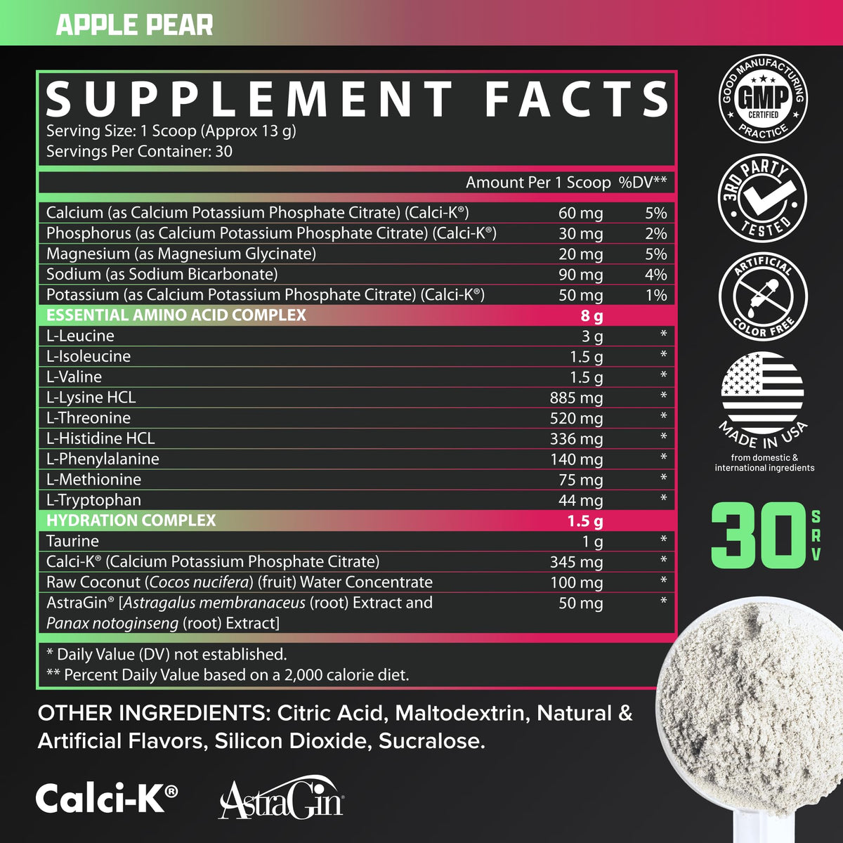 Nutrex Research EAA Hydration poudre 440g avec fruits frais en arrière-plan