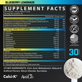 Nutrex Research EAA Hydration poudre ouverte avec cuillère