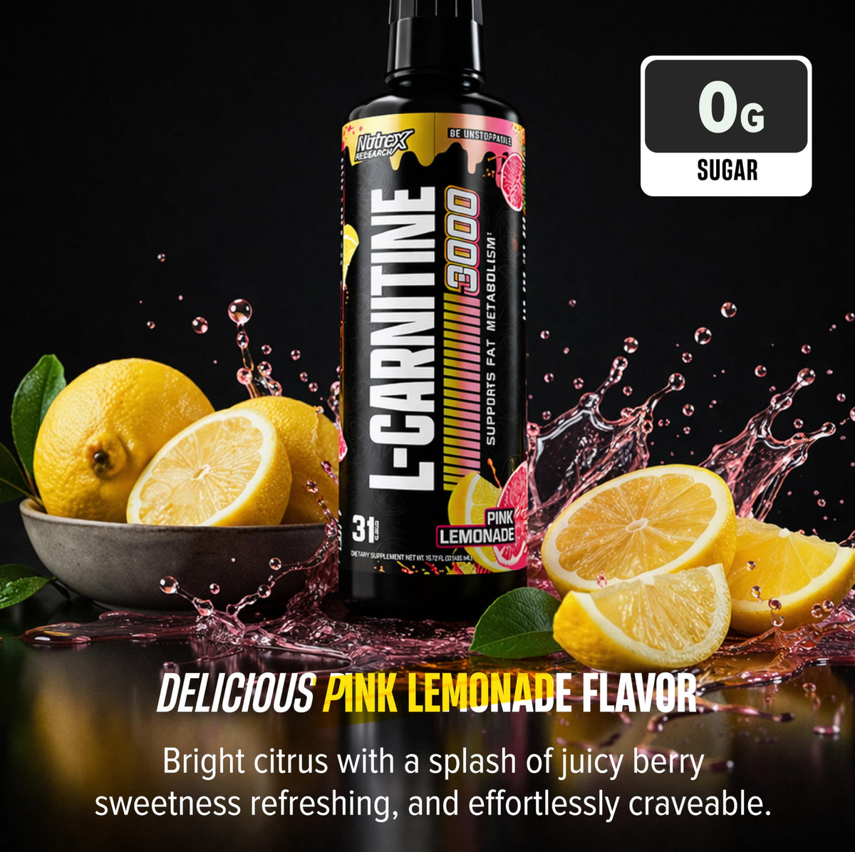 Nutrex Research L-Carnitine 3000 saveur Pink Lemonade