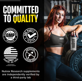 Nutrex Research L-Carnitine 3000 sur une table avec d'autres compléments