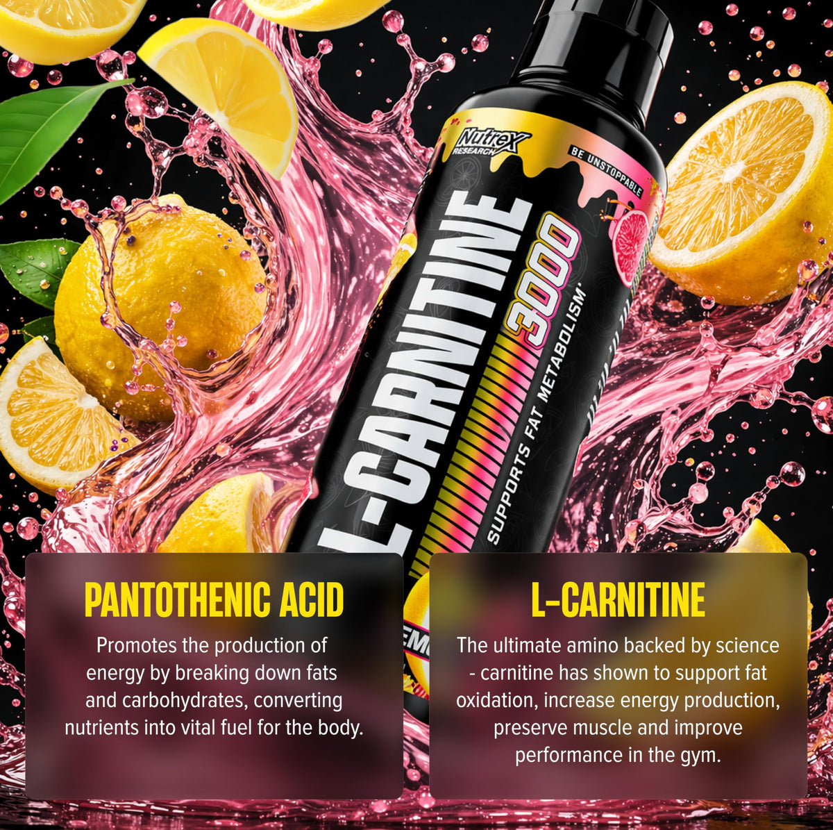 Nutrex Research L-Carnitine 3000 vue de dos