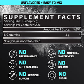 Nutrex Research L-Glutamine Poudre 5000mg avec d'autres suppléments