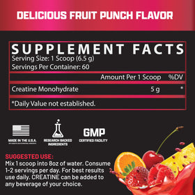 Nutrex Research Poudre de Créatine Fruit Punch vue de côté