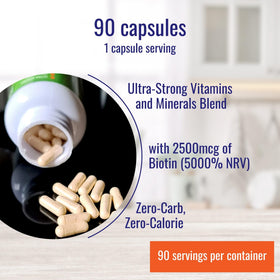 Nutri-Align Biotine 2500mcg capsules ouvertes sur une table