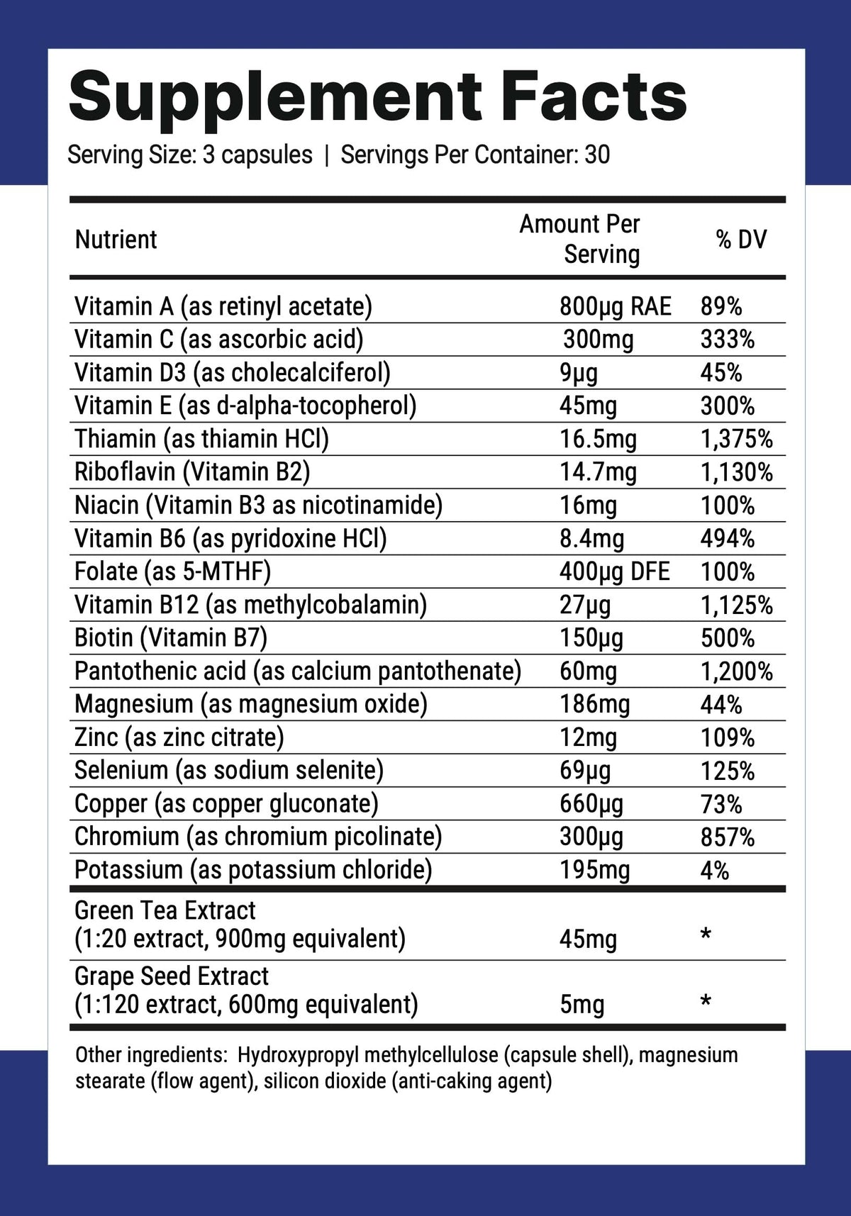 Nutri-Align Multivitamines Keto étiquette et dosage