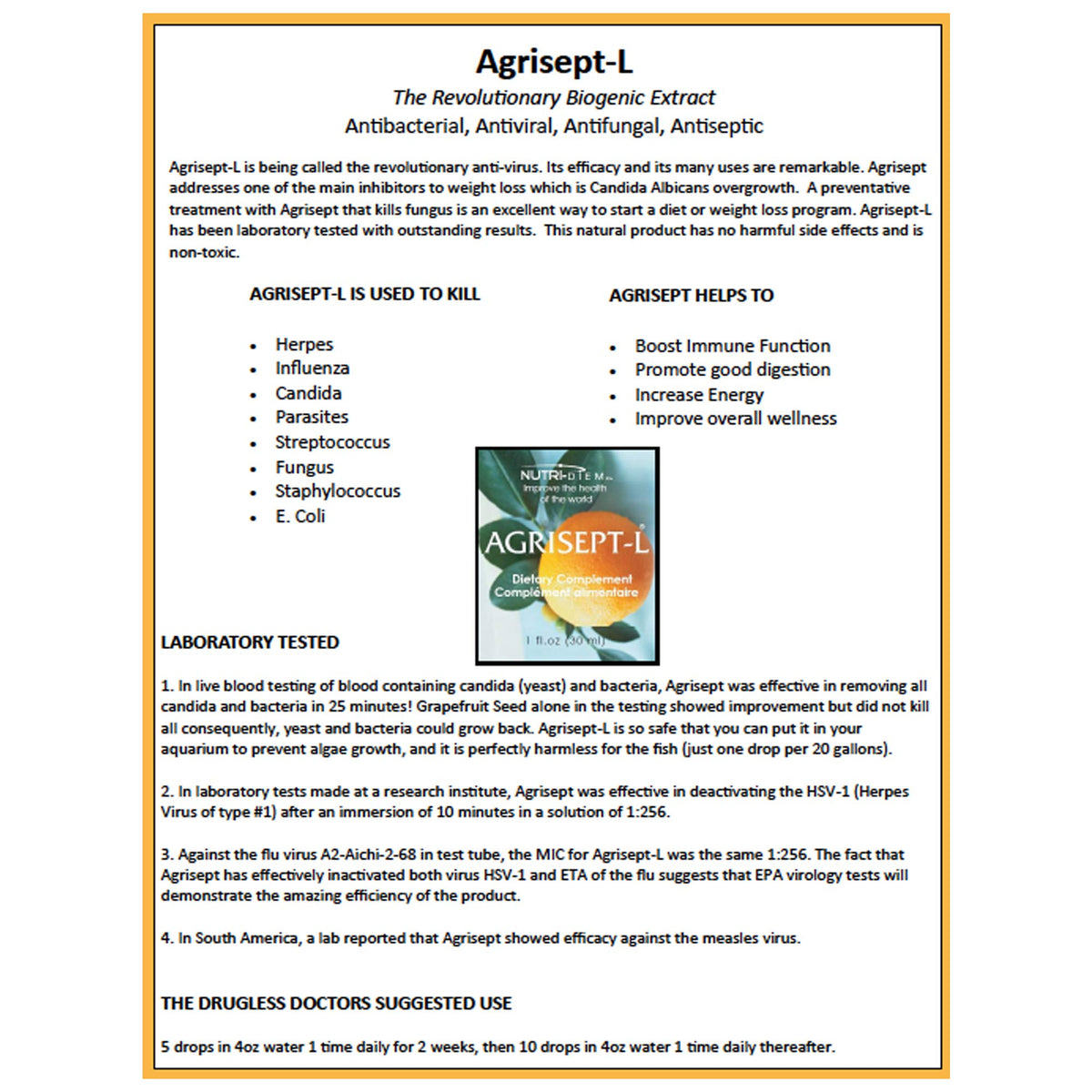 Nutri-Diem Agrisept-L Complément Alimentaire ouvert