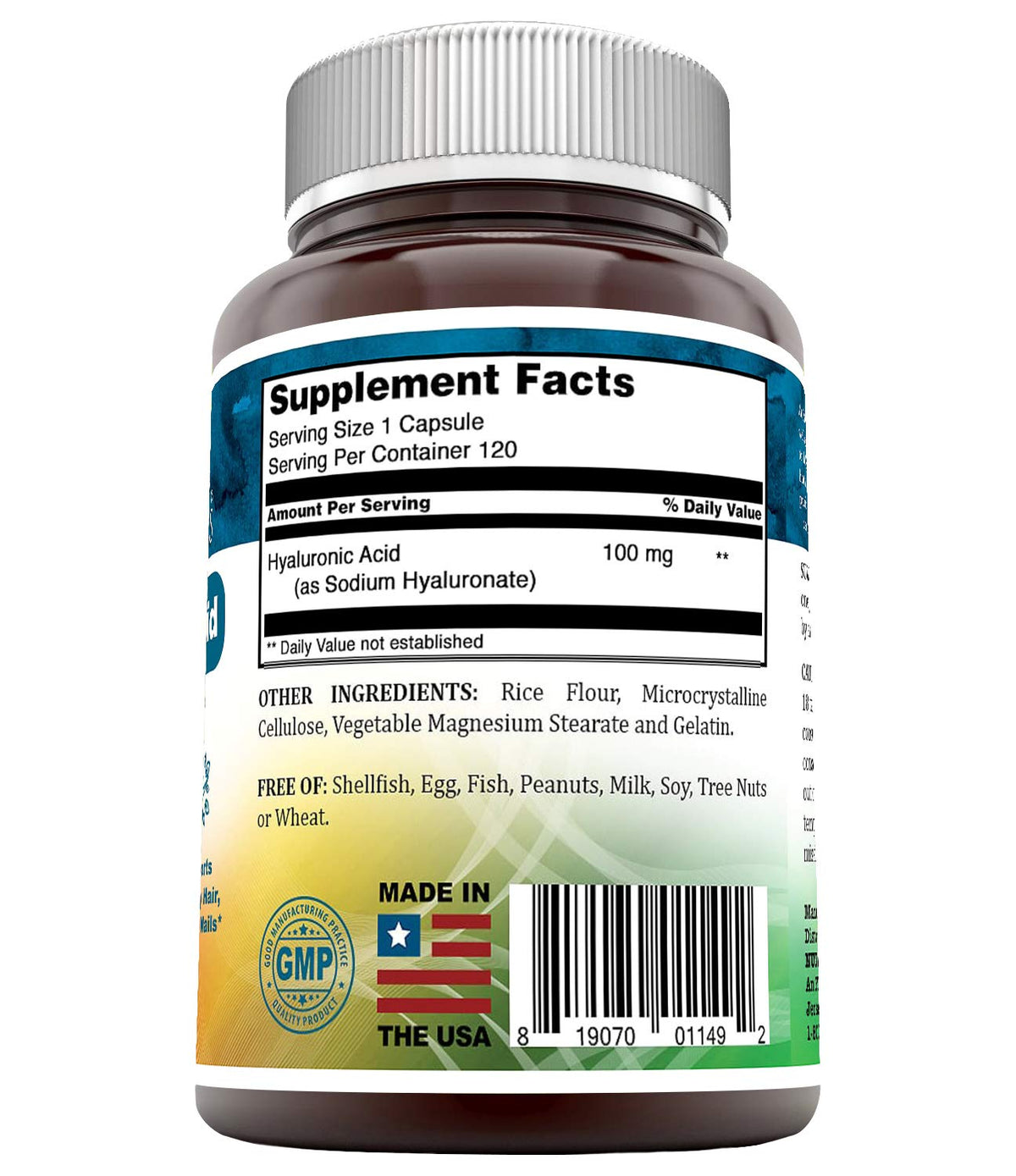 Nutri Essentials Acide Hyaluronique 120 Capsules - Détails de l'emballage