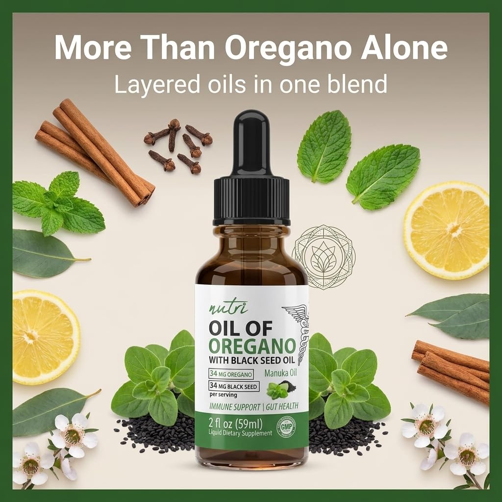 Nutri Huile d'Origan Tincture 59ml, arrière de la bouteille