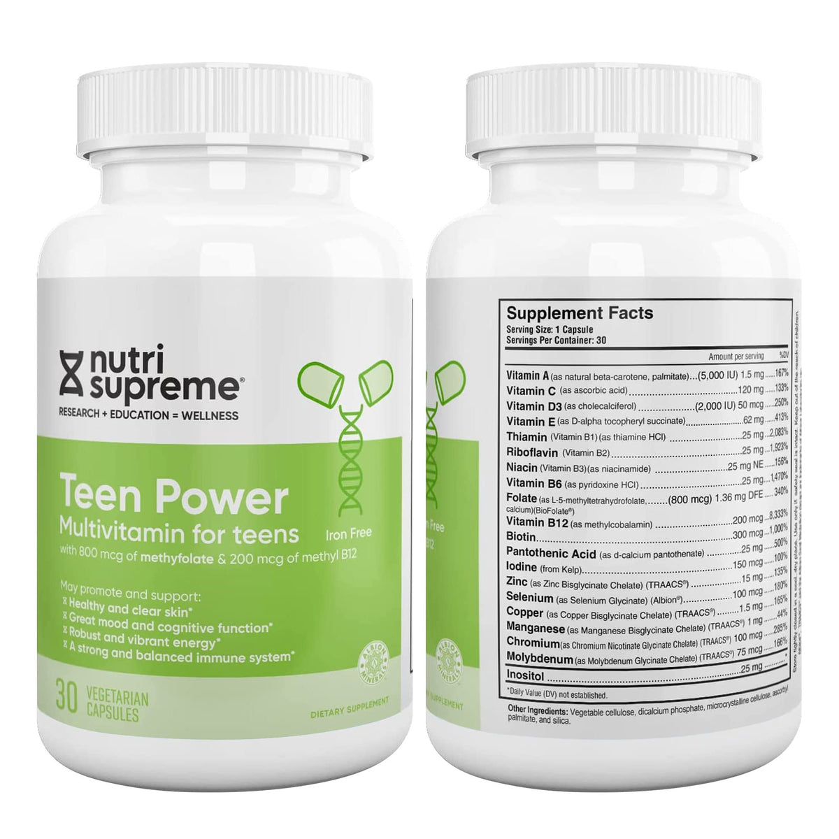 NUTRI- Multivitamines Teen capsules avec vue sur les ingrédients