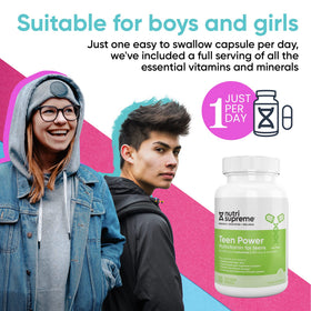 NUTRI- Multivitamines Teen capsules ouvertes avec l'emballage