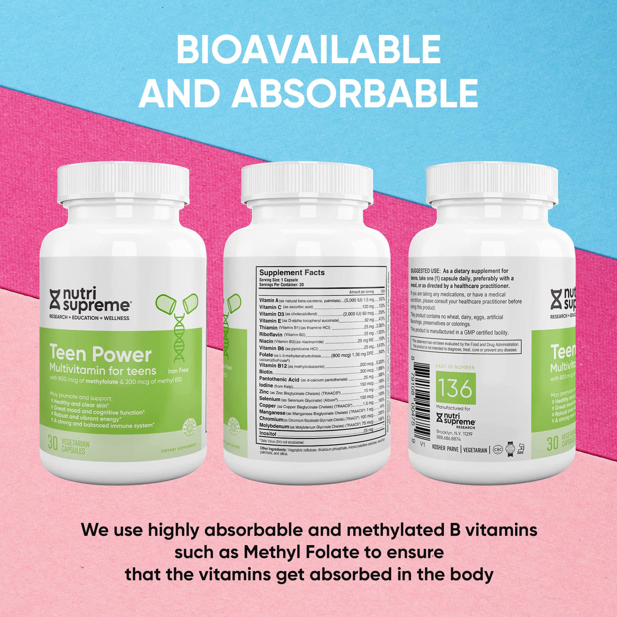 NUTRI- Multivitamines Teen capsules sur fond blanc