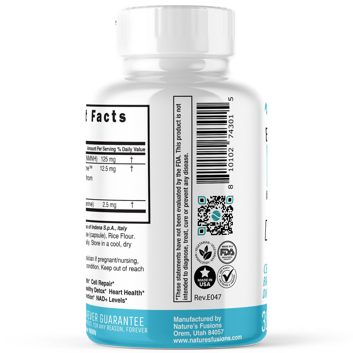 Nutri NMNH 125mg Nature's Fusions - capsules à l'intérieur du flacon