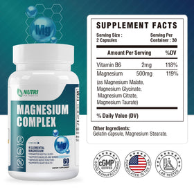 NUTRI POTENTIA Complexe de Magnésium 500mg 60 Capsules - vue arrière