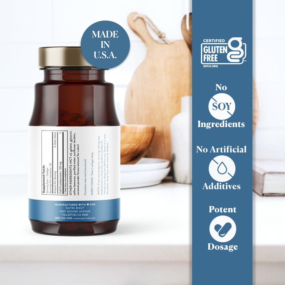 Nutri-Rich CoQ10 100mg gélules molles en gros plan